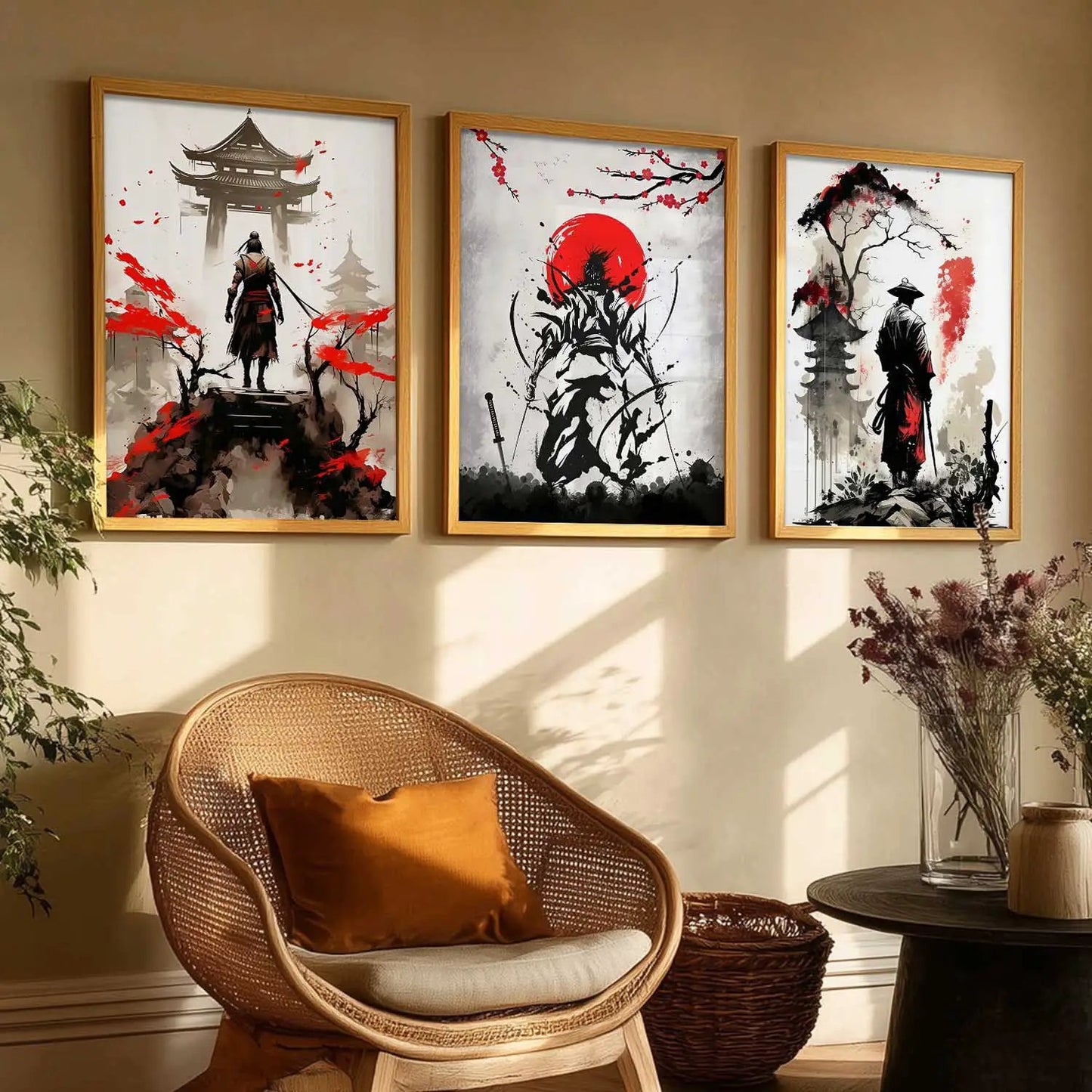 Japanese Samurai Wall Art Paintings for Living Room Bedroom