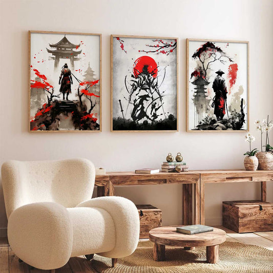 Japanese Samurai Wall Art Paintings for Living Room Bedroom