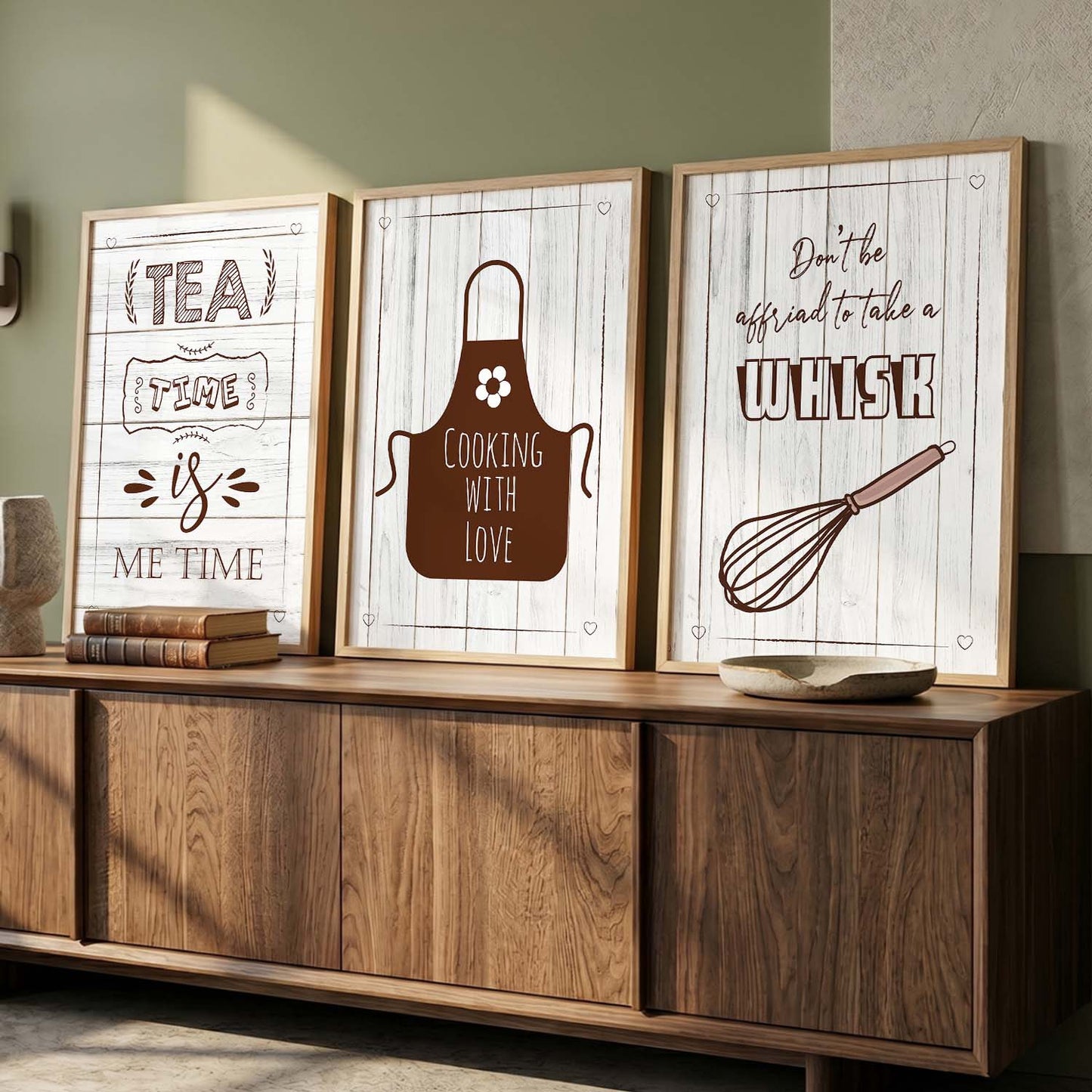 Kitchen Quotes Framed Wall Posters with Frame for Restaurant Bar Wall Decor - Wall Frames Set of Kitchen