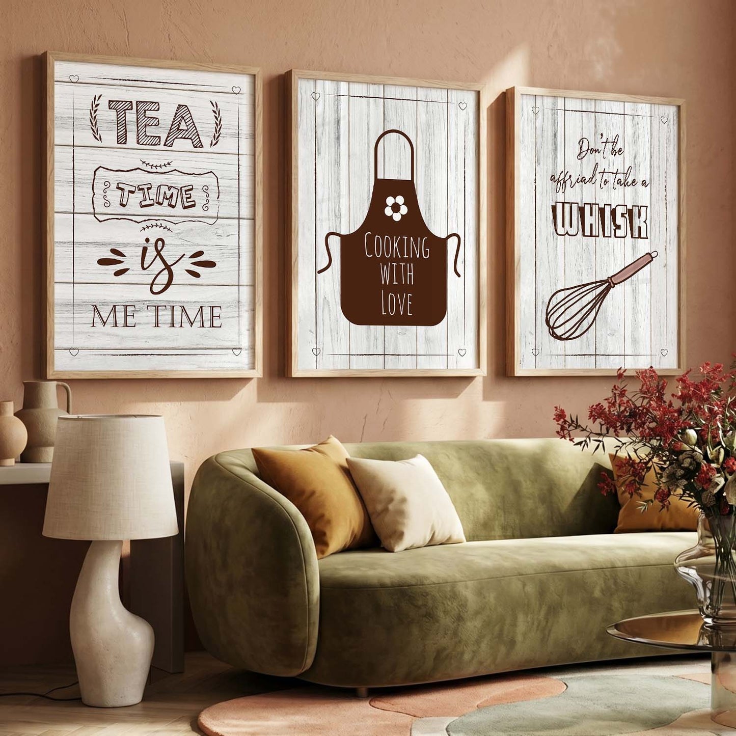Kitchen Quotes Framed Wall Posters with Frame for Restaurant Bar Wall Decor - Wall Frames Set of Kitchen