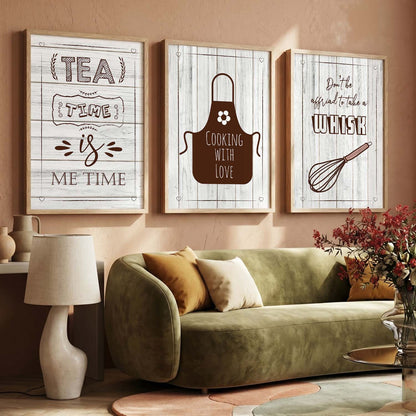 Kitchen Quotes Framed Wall Posters with Frame for Restaurant Bar Wall Decor - Wall Frames Set of Kitchen