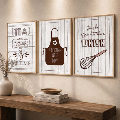 Kitchen Quotes Framed Wall Posters with Frame for Restaurant Bar Wall Decor - Wall Frames Set of Kitchen