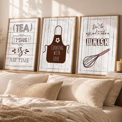 Kitchen Quotes Framed Wall Posters with Frame for Restaurant Bar Wall Decor - Wall Frames Set of Kitchen
