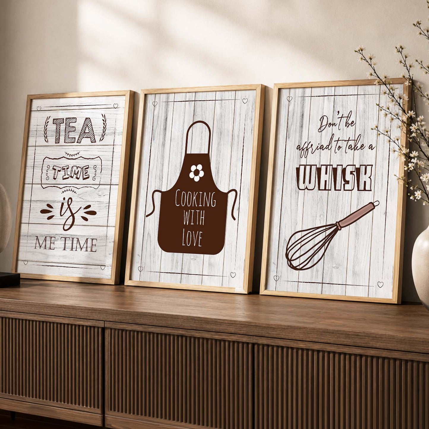 Kitchen Quotes Framed Wall Posters with Frame for Restaurant Bar Wall Decor - Wall Frames Set of Kitchen