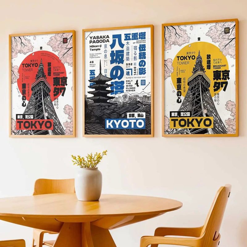 Japanese Cities Wall Art Paintings for Living Room Bedroom