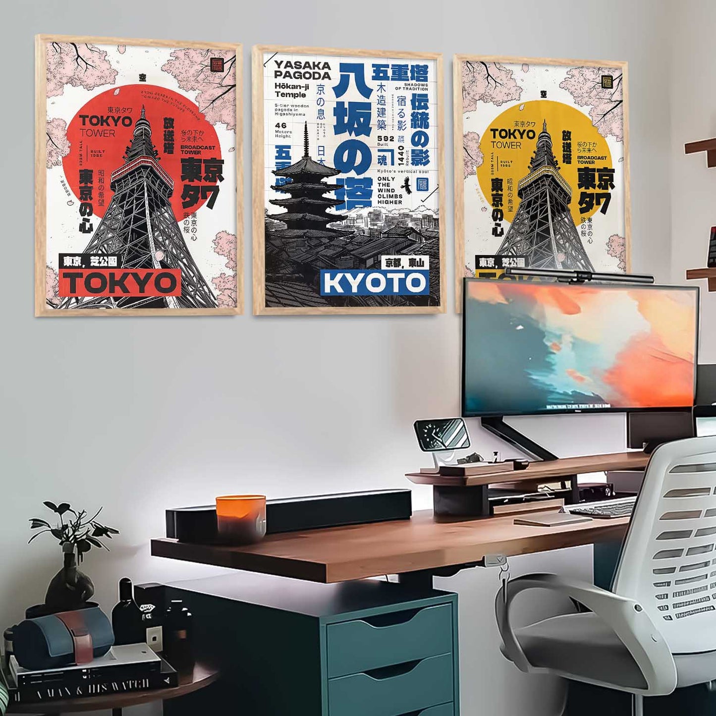 Japanese Cities Wall Art Paintings for Living Room Bedroom