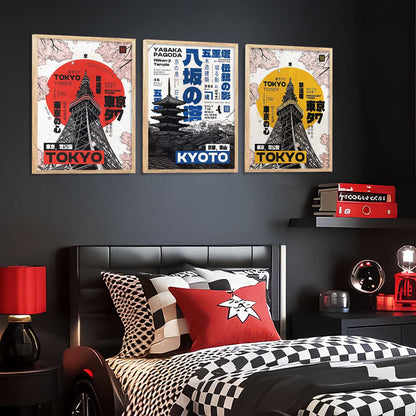 Japanese Cities Wall Art Paintings for Living Room Bedroom