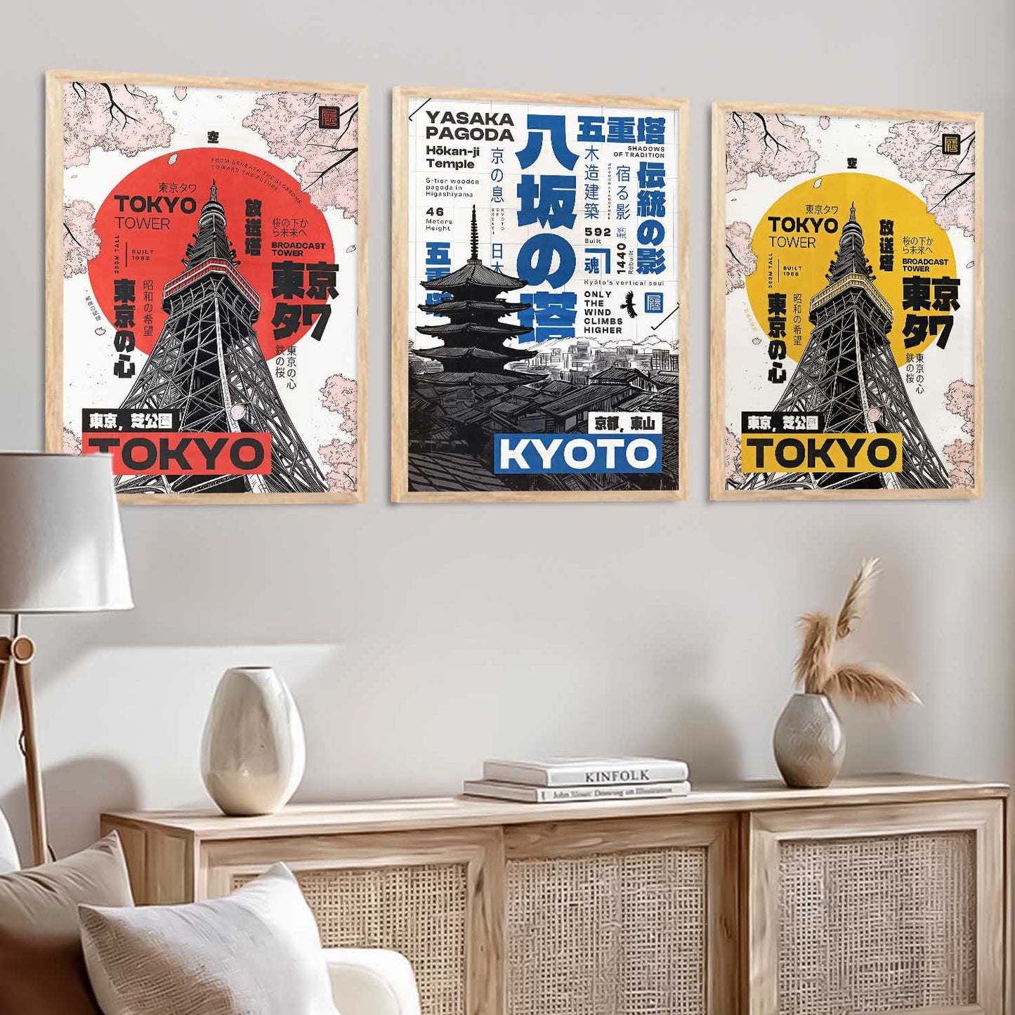 Japanese Cities Wall Art Paintings for Living Room Bedroom