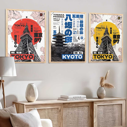 Japanese Cities Wall Art Paintings for Living Room Bedroom