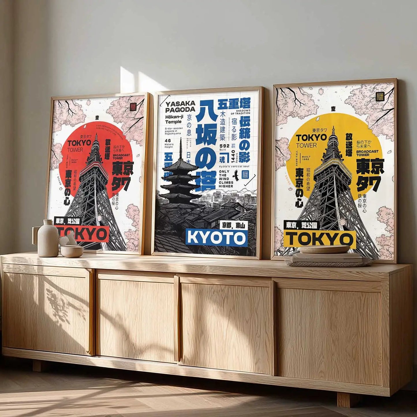 Japanese Cities Wall Art Paintings for Living Room Bedroom