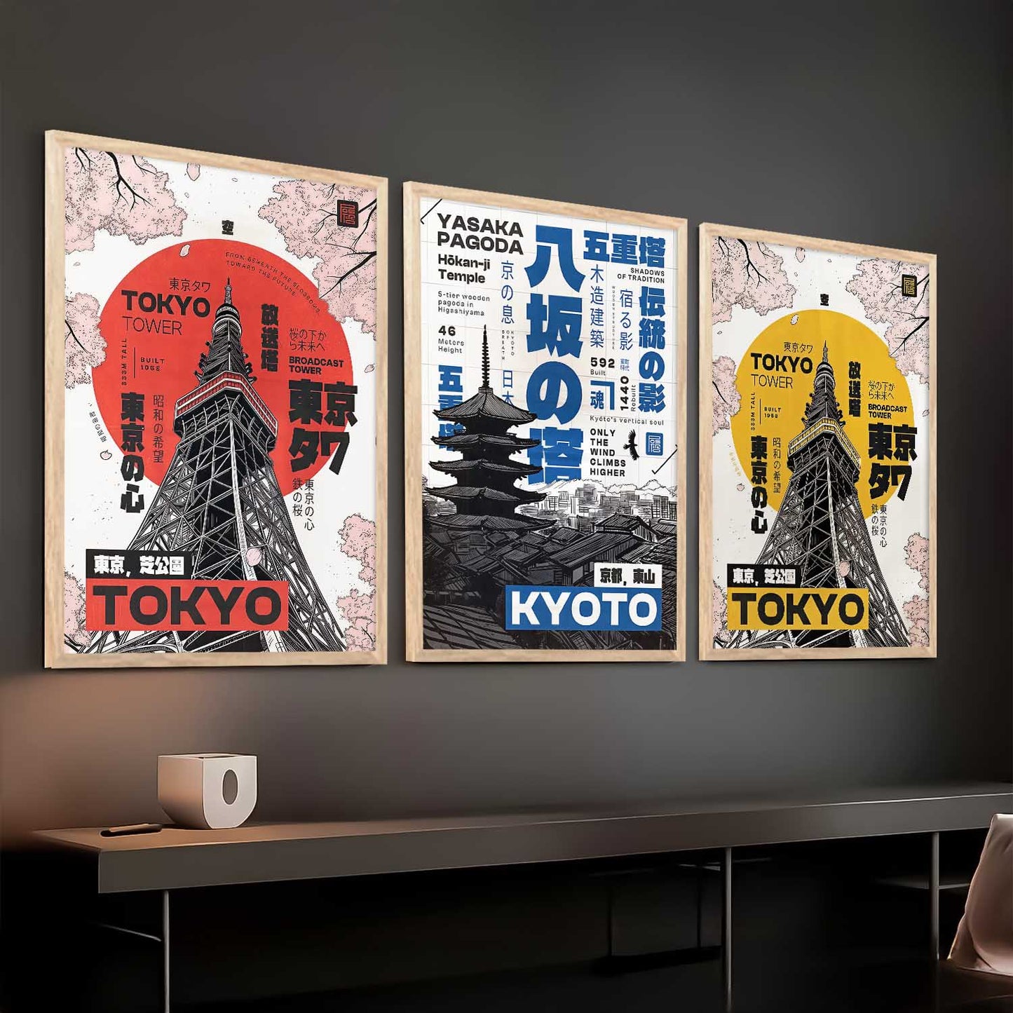 Japanese Cities Wall Art Paintings for Living Room Bedroom
