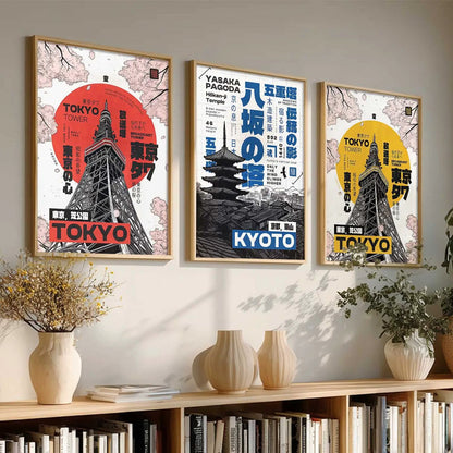 Japanese Cities Wall Art Paintings for Living Room Bedroom