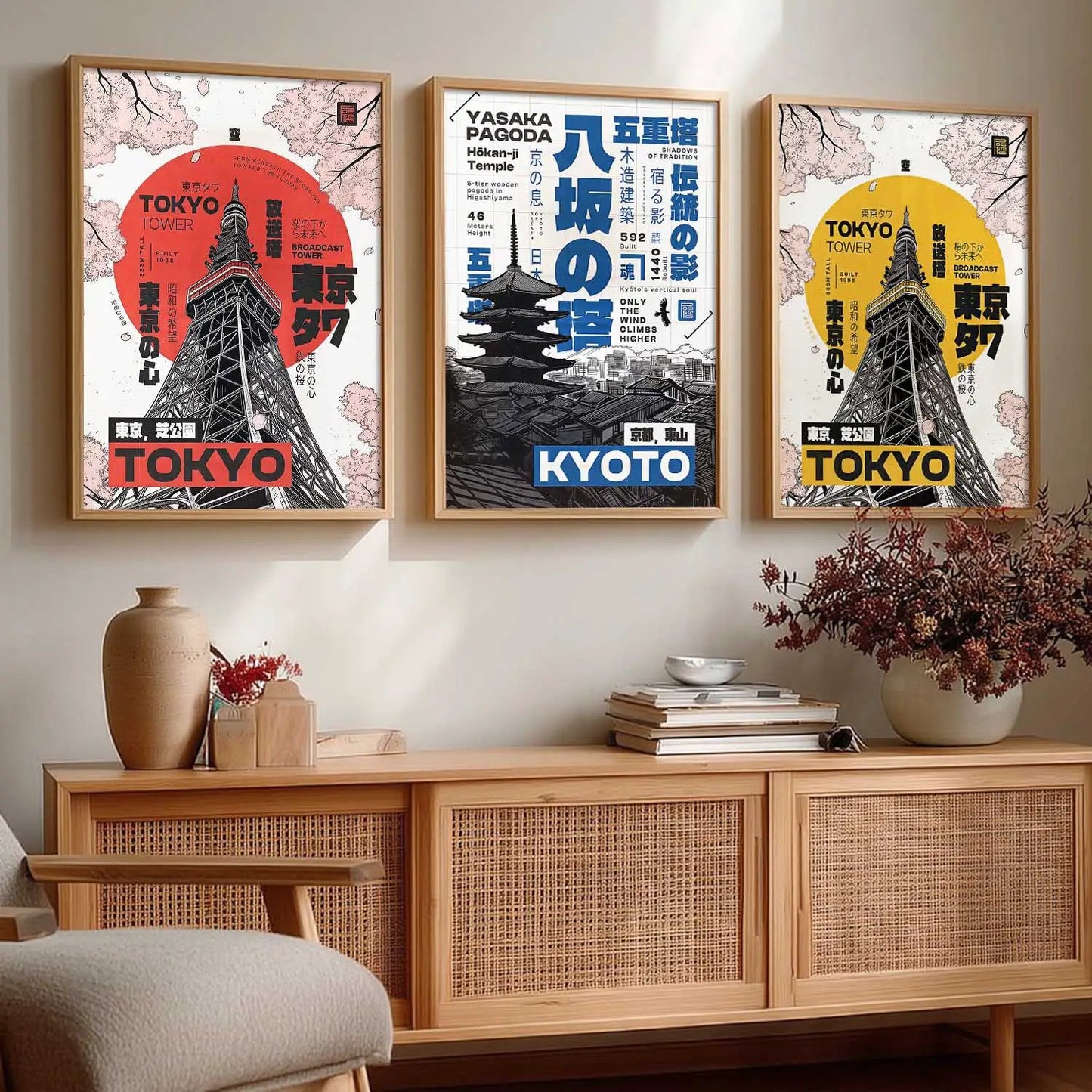 Japanese Cities Wall Art Paintings for Living Room Bedroom