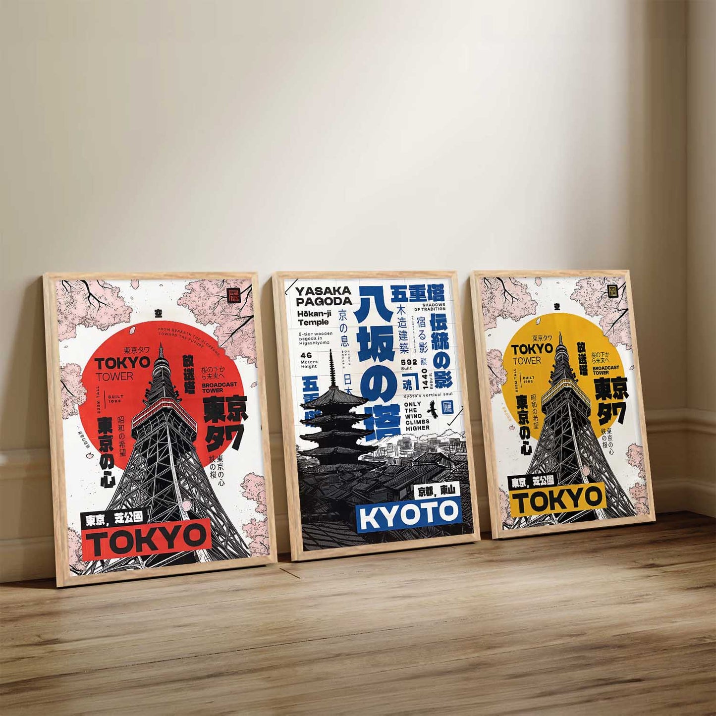 Japanese Cities Wall Art Paintings for Living Room Bedroom