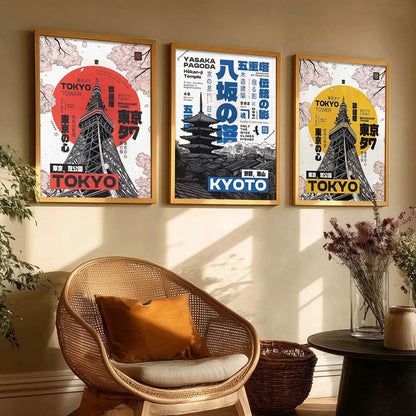 Japanese Cities Wall Art Paintings for Living Room Bedroom