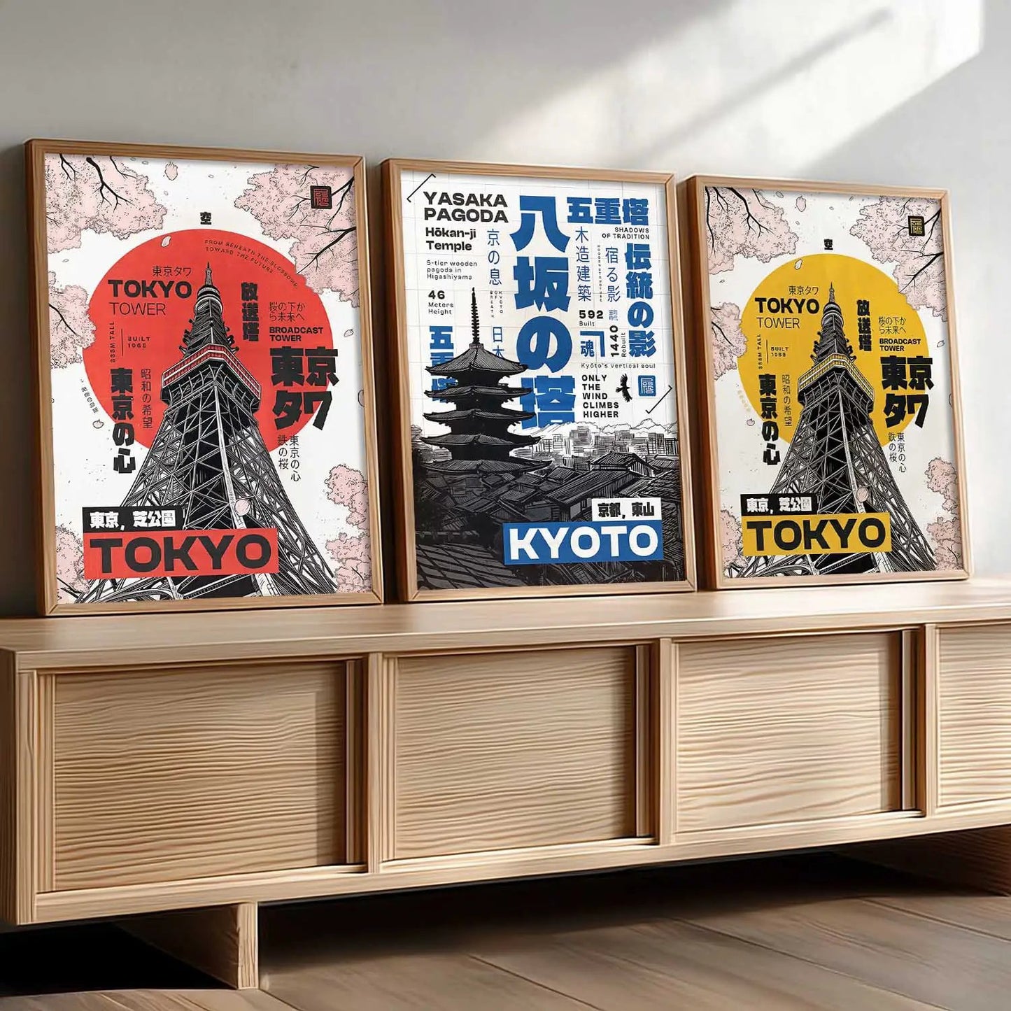 Japanese Cities Wall Art Paintings for Living Room Bedroom