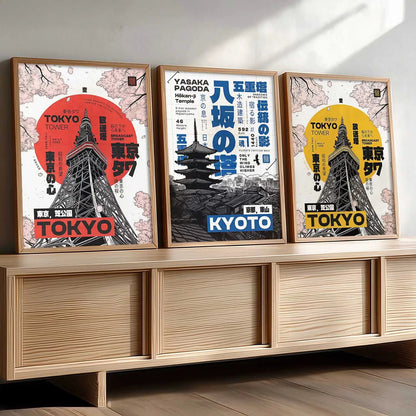 Japanese Cities Wall Art Paintings for Living Room Bedroom