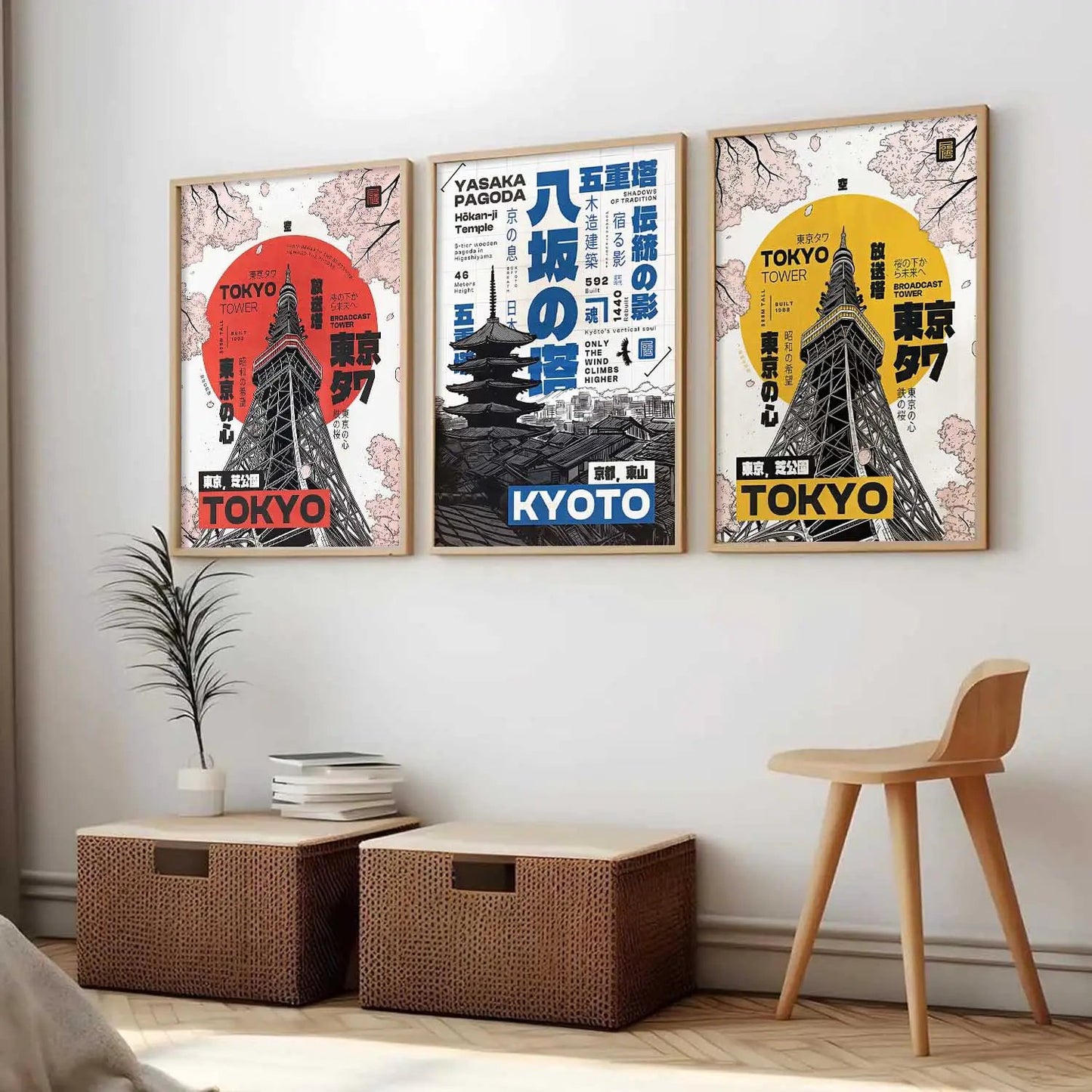 Japanese Cities Wall Art Paintings for Living Room Bedroom