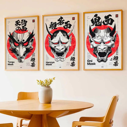 Japanese Devil Masks Wall Art Paintings for Living Room Bedroom