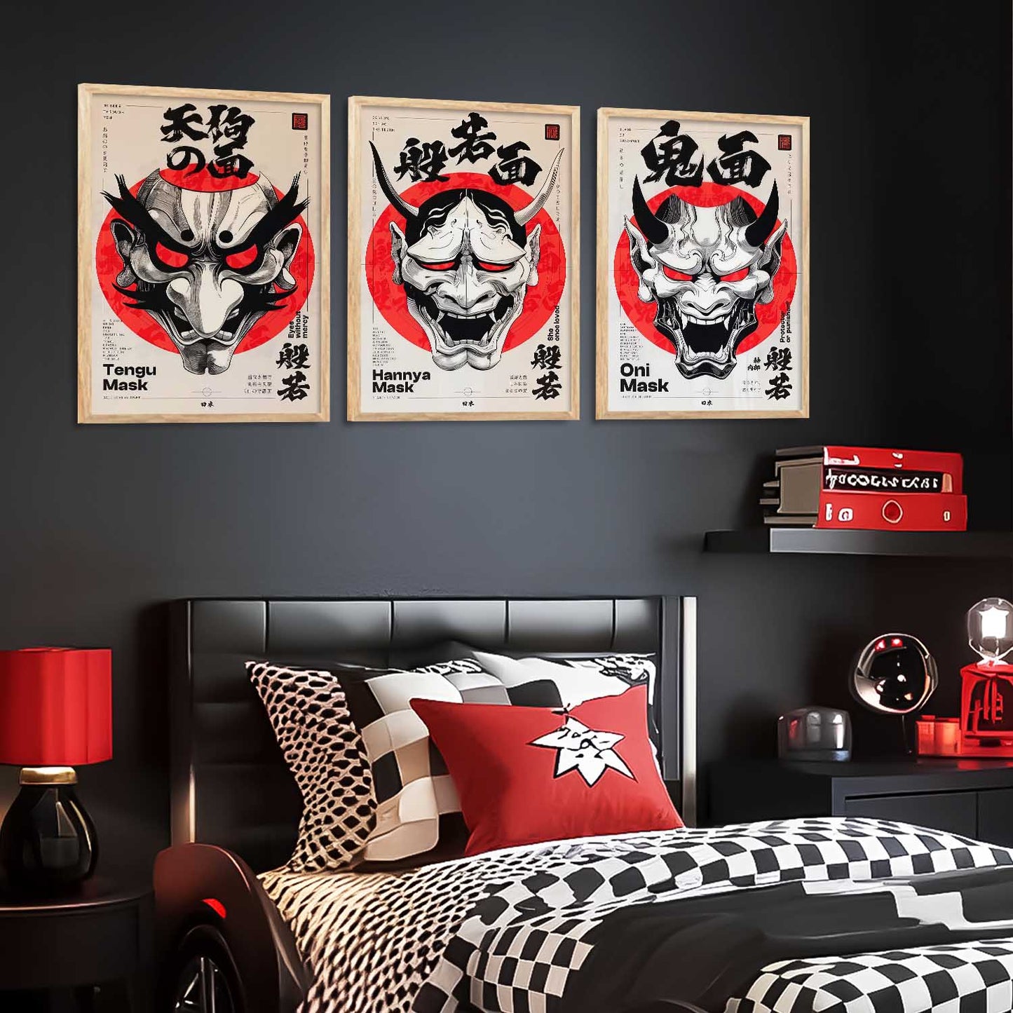 Japanese Devil Masks Wall Art Paintings for Living Room Bedroom