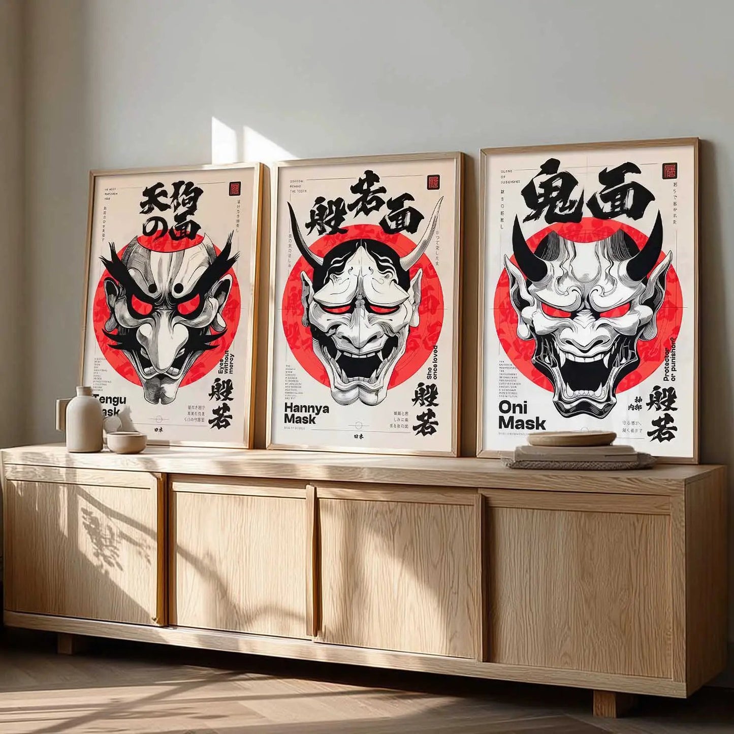 Japanese Devil Masks Wall Art Paintings for Living Room Bedroom