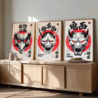 Japanese Devil Masks Wall Art Paintings for Living Room Bedroom