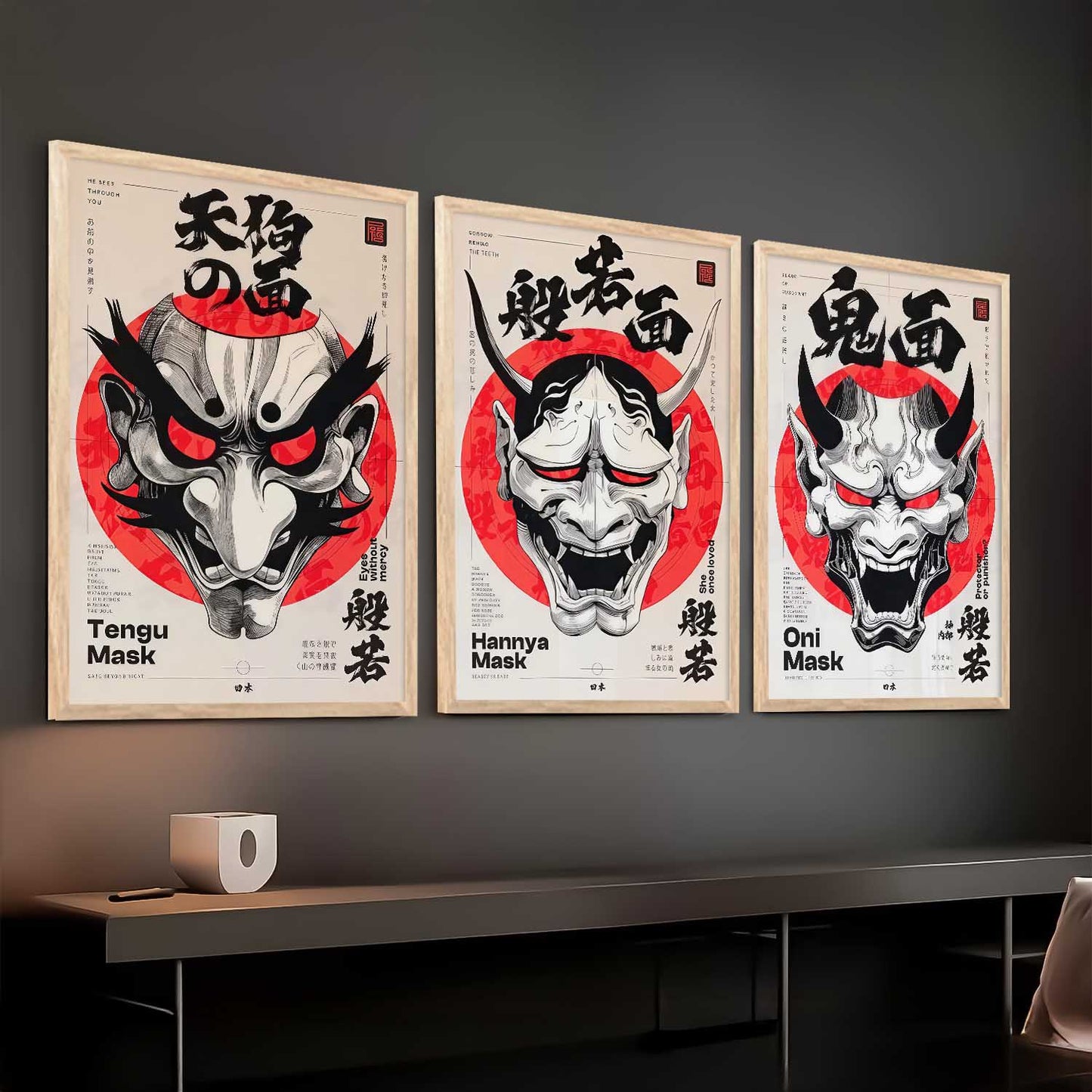 Japanese Devil Masks Wall Art Paintings for Living Room Bedroom
