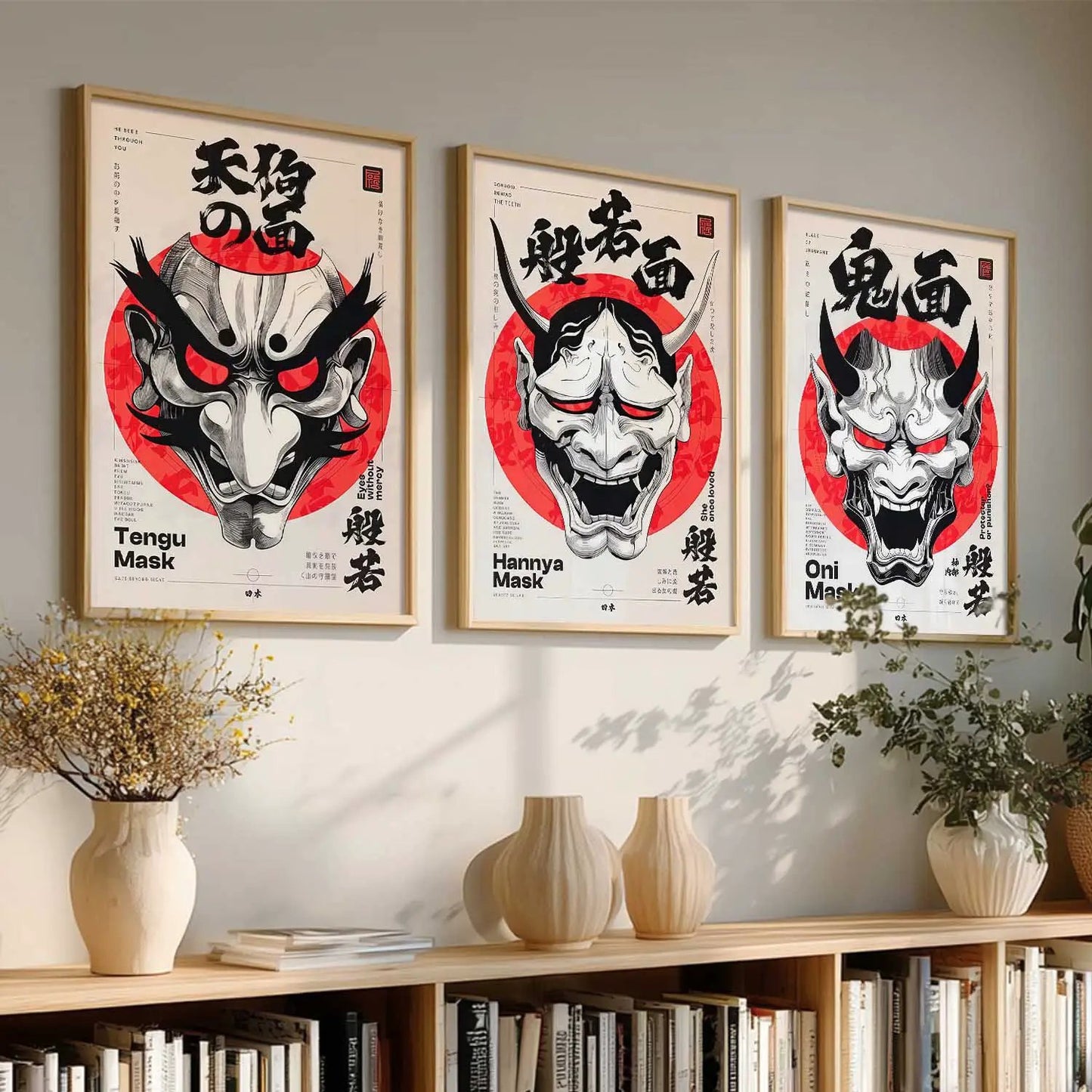 Japanese Devil Masks Wall Art Paintings for Living Room Bedroom