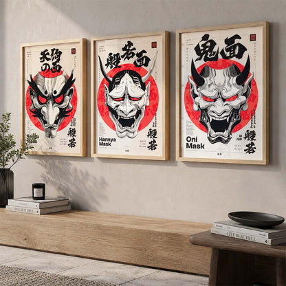 Japanese Devil Masks Wall Art Paintings for Living Room Bedroom