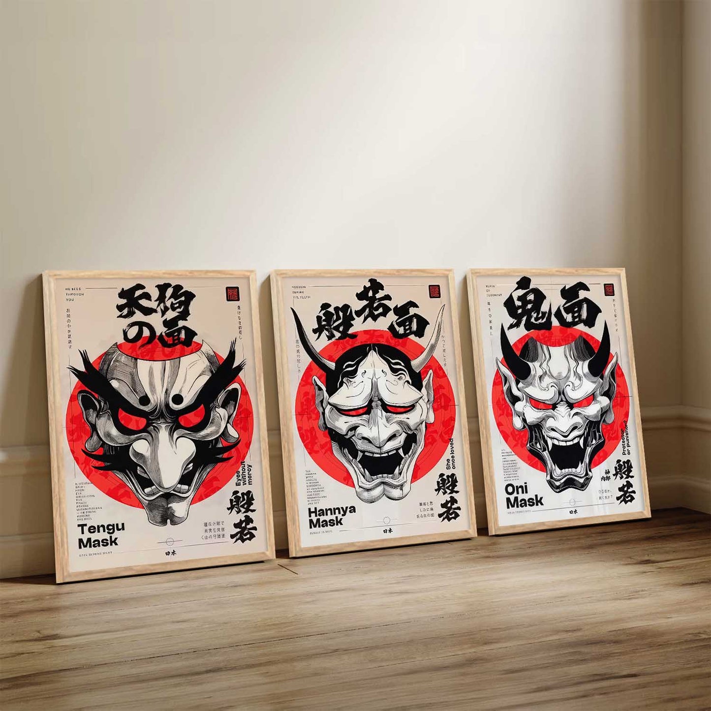 Japanese Devil Masks Wall Art Paintings for Living Room Bedroom