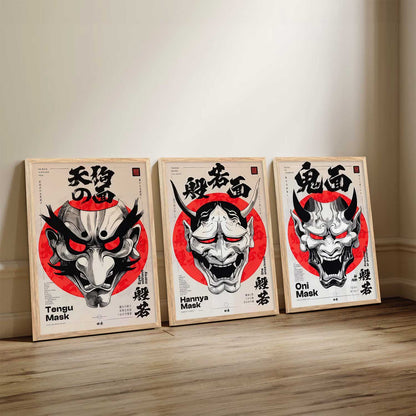 Japanese Devil Masks Wall Art Paintings for Living Room Bedroom