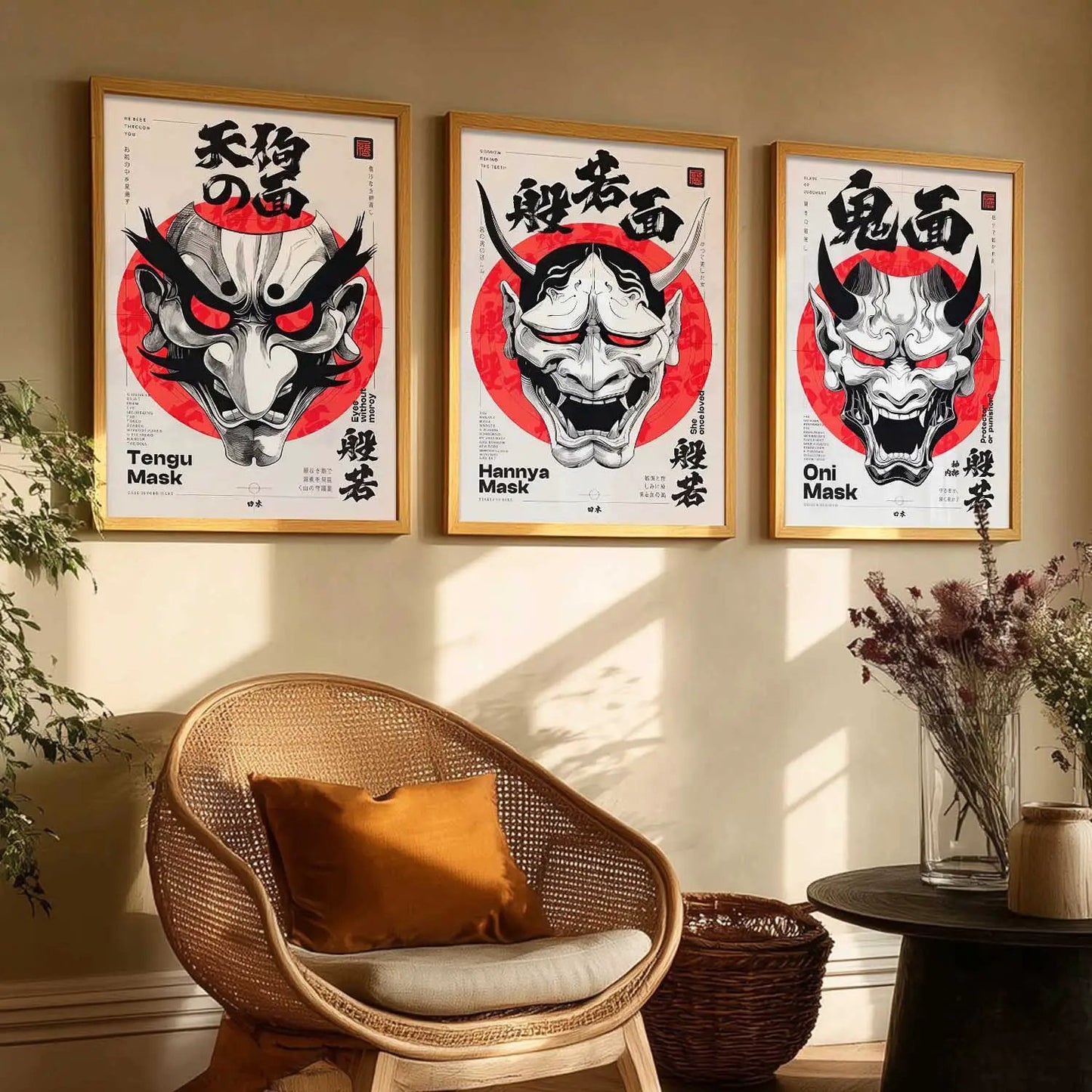 Japanese Devil Masks Wall Art Paintings for Living Room Bedroom