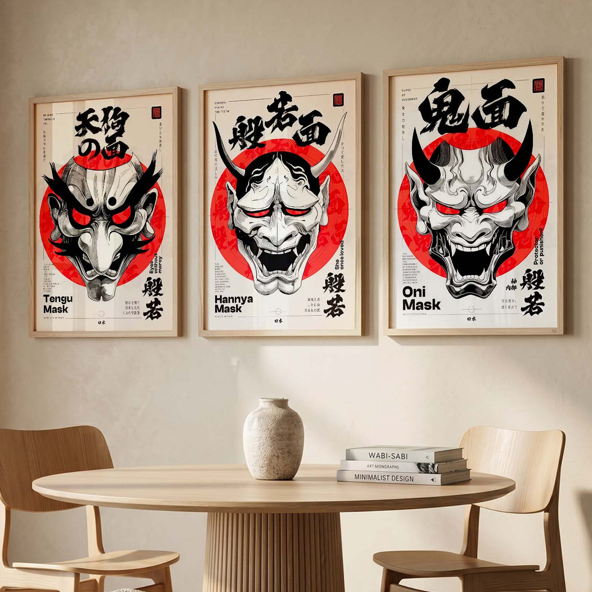 Japanese Devil Masks Wall Art Paintings for Living Room Bedroom