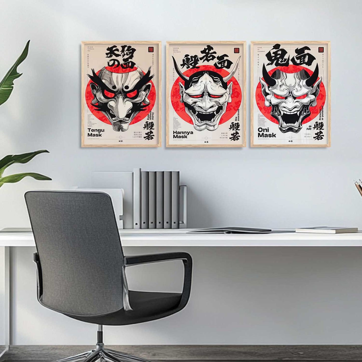 Japanese Devil Masks Wall Art Paintings for Living Room Bedroom
