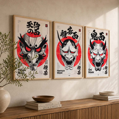 Japanese Devil Masks Wall Art Paintings for Living Room Bedroom