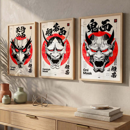 Japanese Devil Masks Wall Art Paintings for Living Room Bedroom