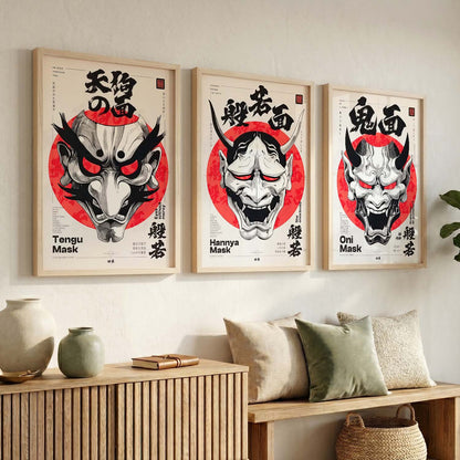 Japanese Devil Masks Wall Art Paintings for Living Room Bedroom