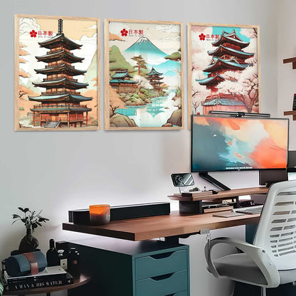 Japanese Cities Wall Art Paintings for Living Room Bedroom