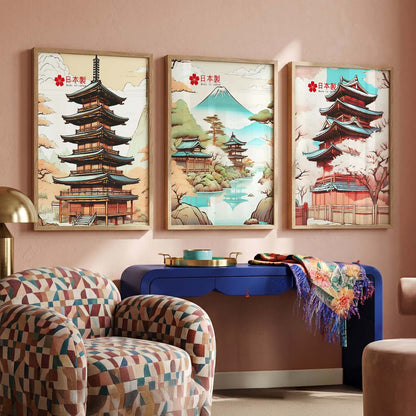Japanese Cities Wall Art Paintings for Living Room Bedroom