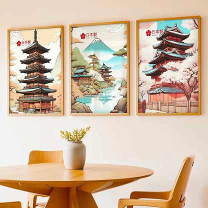 Japanese Cities Wall Art Paintings for Living Room Bedroom