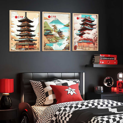 Japanese Cities Wall Art Paintings for Living Room Bedroom