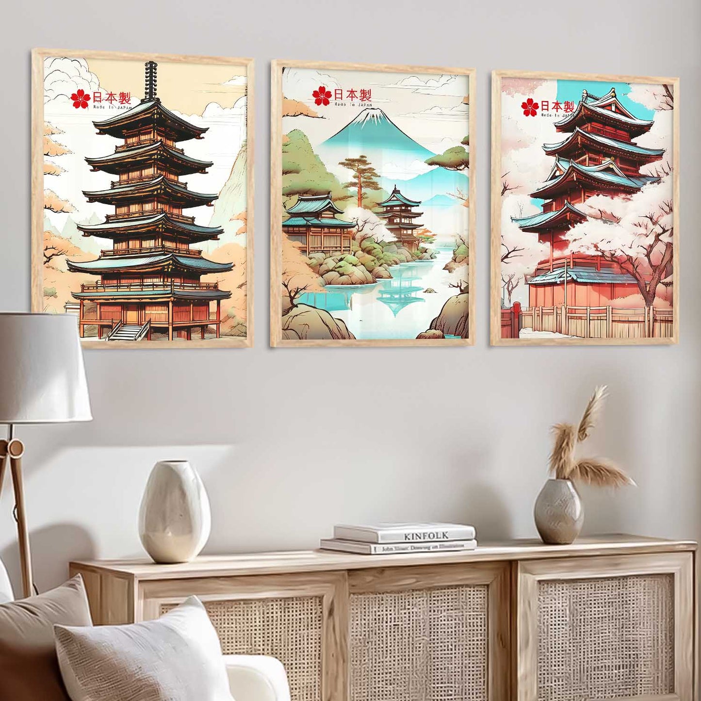 Japanese Cities Wall Art Paintings for Living Room Bedroom