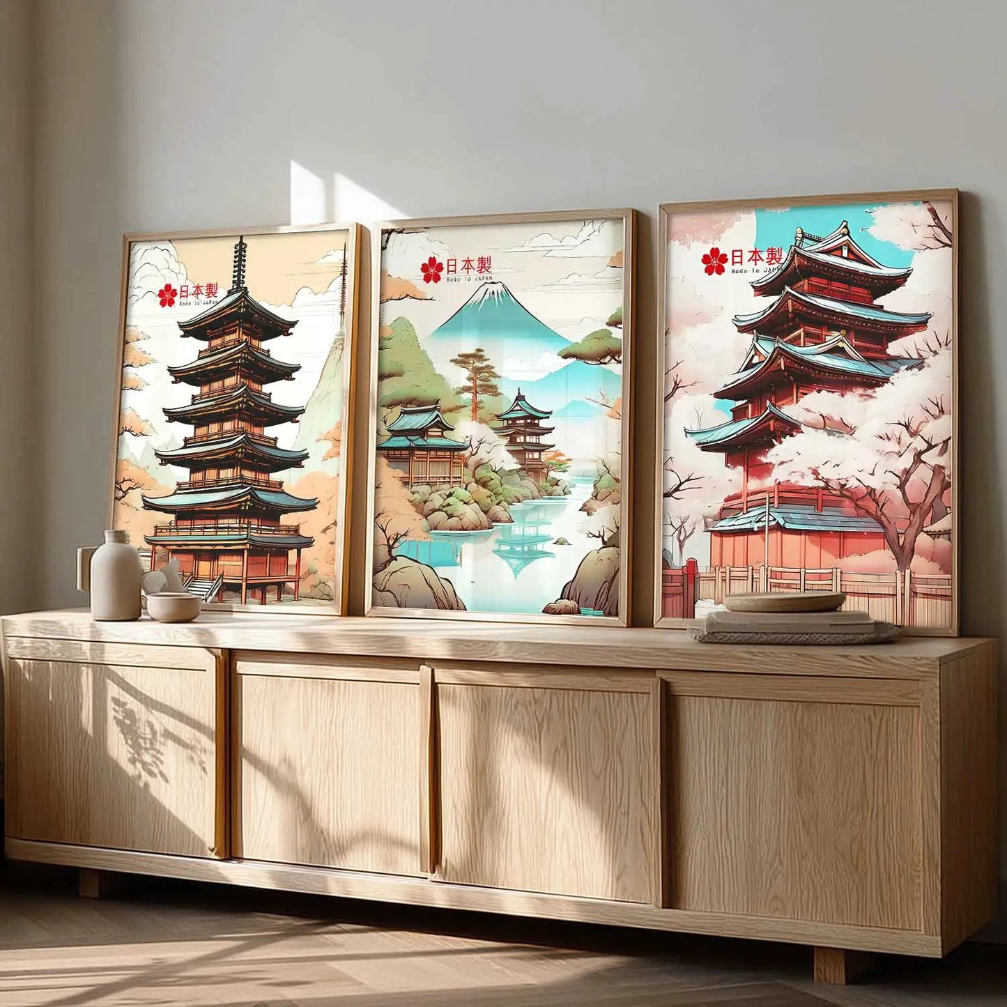 Japanese Cities Wall Art Paintings for Living Room Bedroom