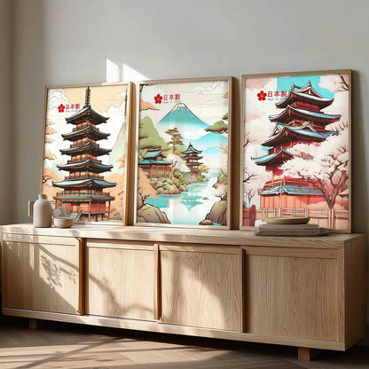 Japanese Cities Wall Art Paintings for Living Room Bedroom