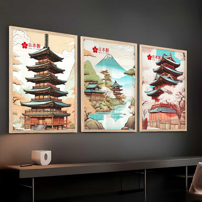 Japanese Cities Wall Art Paintings for Living Room Bedroom