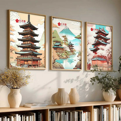 Japanese Cities Wall Art Paintings for Living Room Bedroom