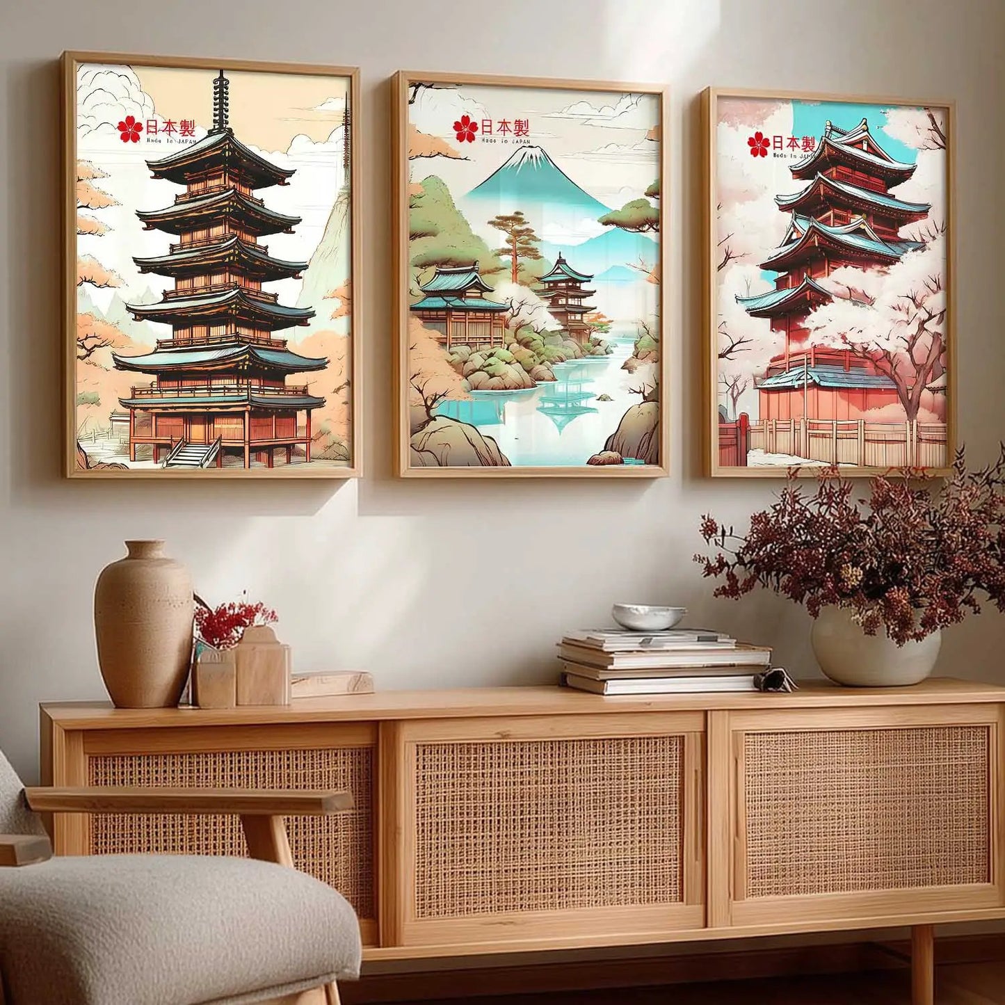Japanese Cities Wall Art Paintings for Living Room Bedroom