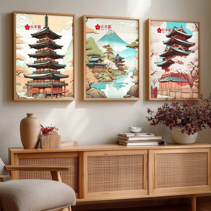 Japanese Cities Wall Art Paintings for Living Room Bedroom