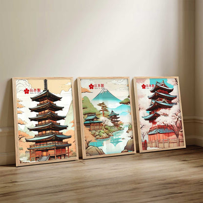 Japanese Cities Wall Art Paintings for Living Room Bedroom