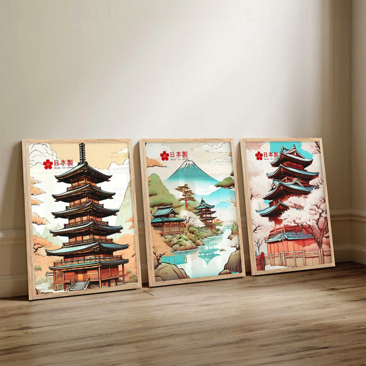 Japanese Cities Wall Art Paintings for Living Room Bedroom